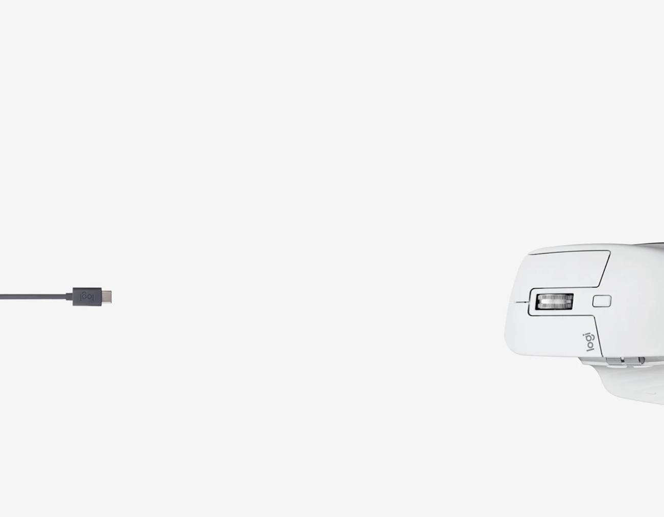 A mouse and a USB cable are on the edge of left and right sides.